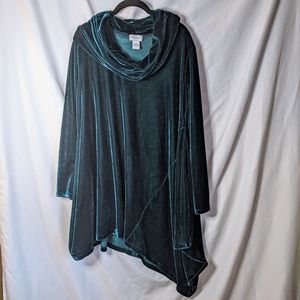 Soft Surroundings Crushed Velvet Cowl Neck Tunic L